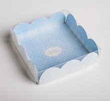 Коробка для кондитерских изделий с PVC-крышкой «Сделано с любовью», 10,5 × 10,5 × 3 см