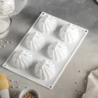 Форма для муссовых десертов и выпечки 27,5×19,5 см "Взбитые сливки", 6 ячеек, цвет белый