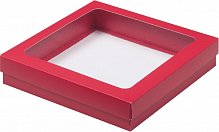 Коробка для клубники в шоколаде 200 х 200 х 40 мм (красная матовая)