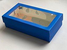 Коробка для макарон и др.кондитерской продукции  210*110*55 мм(синяя матовая)/080300