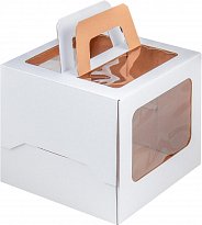 Коробка для торта 4 окна с ручками мкг 22х22х20