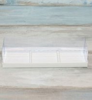 Коробка для 3-х муссовых пирожных (VM) - 27 х 8,6 х 6 см с прозрачной крышкой и вкладышами, цвет - белый