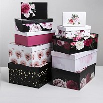 Набор подарочных коробок 10 в 1 «Цветочный вальс», 12 × 7 × 4 - 32.5 × 20 ×