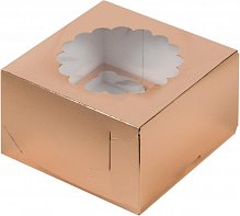 Коробка для 4-х капкейков золото 160х160х100	