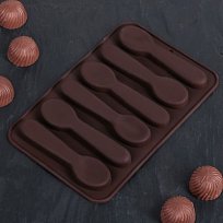 Форма для льда и шоколада, 6 ячеек "Ложечки", цвета МИКС