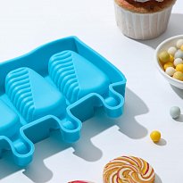 Форма для мороженого Доляна «Эскимо в глазури», 19,5×11×2,5 см, 4 ячейки, цвет МИКС