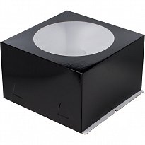 Коробка для торта (чёрная) с окошком 300x300x190, 280x280x180 