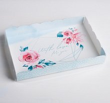 Коробка для кондитерских изделий с PVC-крышкой With love for you, 22 × 15 × 3 см