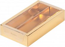 коробка для конфет с пластиковой прозрачной крышкой на 8 конфет 180х100х30	золото