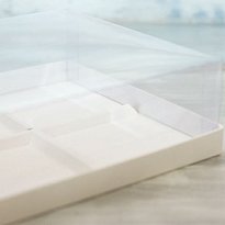 Коробка для 6-ти муссовых пирожных (VM) - 27 х 17,8 х 6 см с прозрачной крышкой и вкладышами, цвет - белый / Для 6-ти пирожных /