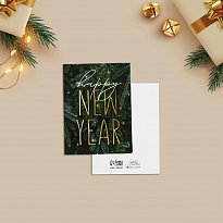 Открытка-комплимент Happy New Year ель, 8 × 6 см