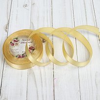 Лента атласная «Золотые нити», 15 мм × 22 ± 1 м, цвет бежевый №087