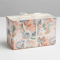 Коробка на 2 капкейка «Нежная», 16 × 8 × 10 см