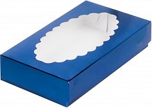 коробка для эклеров  с окошком 240х140х50 синяя