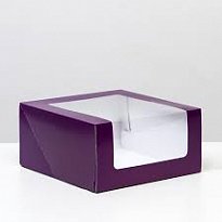 Коробка 23,5х23,5х11,5 см, из фиолетового картона с окном