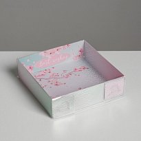 Коробка для кондитерских изделий с PVC крышкой Best wishes, 12 х 12 х 3 см