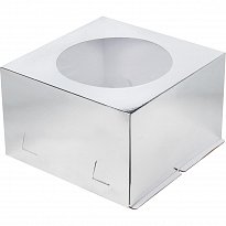 Коробка для торта (серебро) с окошком 300x300x190 ,280x280x180,  260x260x180  