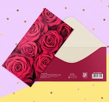 Конверт для денег "Малиновые розы" 16,5 х 8 см
