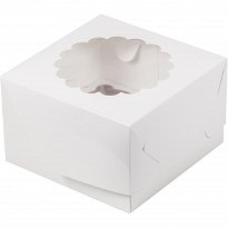 Коробка для 4-х капкейков белая 160х160х100	
