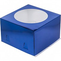 Коробка для торта (синяя) с окошком 300x300x190, 280x280x180  ,260x260x180  ,240x240x180