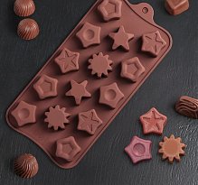 Форма для льда и шоколада «Звёзды», 21×11×1,5 см, 14 ячеек