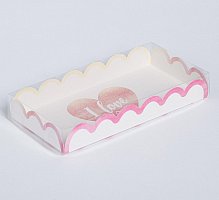Коробка для кондитерских изделий с PVC-крышкой I love you, 21 × 10,5 × 3 см