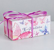 Коробка для капкейка «Поздравляю», 16 × 8 × 7.5 см