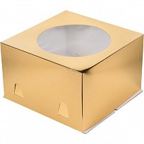 Коробка для торта (золото) с окошком 300x300x190, 280x280x180,260x260x180, 240x240x180	