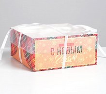 Коробка для капкейка «Поздравляю С Новым годом», 16 х 16 х 7,5 см