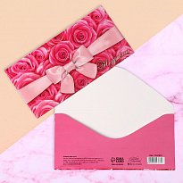 Конверт для денег «Поздравляю», розовый бант, 16,5 × 8 см