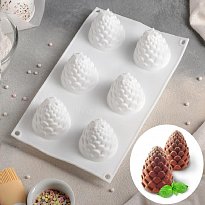 Форма для муссовых десертов и выпечки 27×16,8 см "Шишка", 6 ячеек, цвет белый