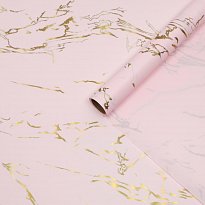 Пленка флористическая "Мрамор золотой", 0,58х5м, светло-розовый