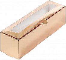 Коробка для макарон и др. с пластик.крышкой  210*55*55 мм (1)(золото)/080283