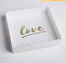 Коробка для кондитерских изделий с PVC-крышкой Love, 15 × 15 × 3 см