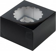 Коробка для 4-х капкейков черная 160х160х100	