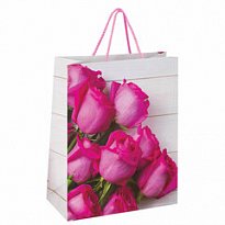 Пакет подарочный 26x12,7x32,4 см, ЗОЛОТАЯ СКАЗКА "Розовые розы", ламинированный