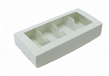 Коробка для пирожных 22.5х11х4 см с окном, белая 