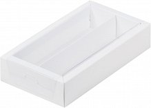 коробка для конфет с пластиковой прозрачной крышкой на 8 конфет 180х100х30	белая