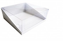 Упаковка "Мусс"  22,5х22,5х10 см, из белого картона с прозрачной крышкой