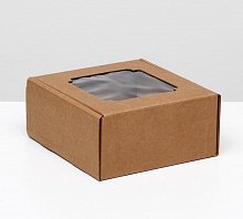 Коробка самосборная, с окном, крафт, 19 х 19 х 9 см