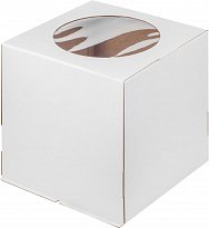Коробка для торта с окошком  260х260х280,  280*280*300 мм  (белая) гофрокартон / 019120