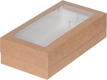 Коробка для макарон и др.кондитерской продукции с прямоугольным окошком 210*100*55 мм (крафт)