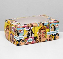 Упаковка на 6 капкейков "Pop-art", с окном, 25 х 17 х 10 см