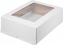 Коробка для торта с окошком  300х400х200 мм (белая) гофрокартон, сборка-конверт 