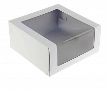 Упаковка "Мусс" 22,5х22,5х6 см, из белого картона с окном