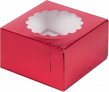 Коробка для 4-х капкейков красная 160х160х100	