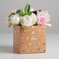 Коробка для цветов с PVC-крышкой «Хорошего дня», 12 × 12 × 12 см