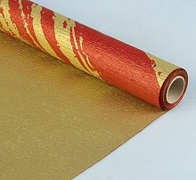 Фактурная бумага "Галактика" двусторонняя, золотая на красном, 50 см х 5 м