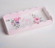 Коробка для кондитерских изделий с PVC-крышкой Happy your day, 21 × 10,5 × 3 смК