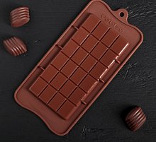 Форма для льда и шоколада "Плитка", цвет шоколадный